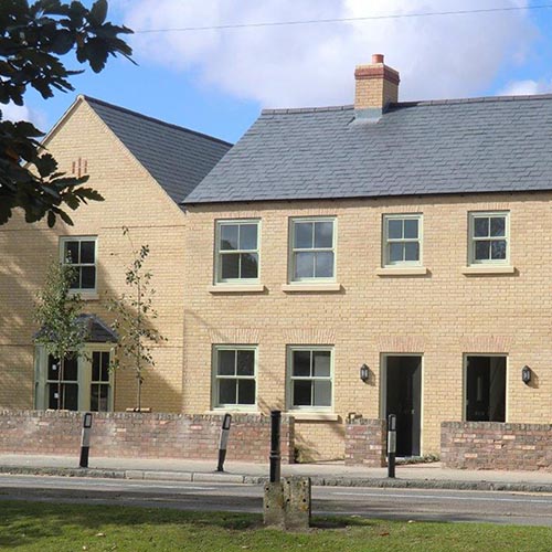 An exterior of a house built from Anglian Cream bricks