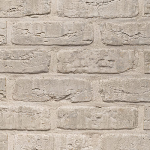 Close up of a wall of White Grey Rustica bricks