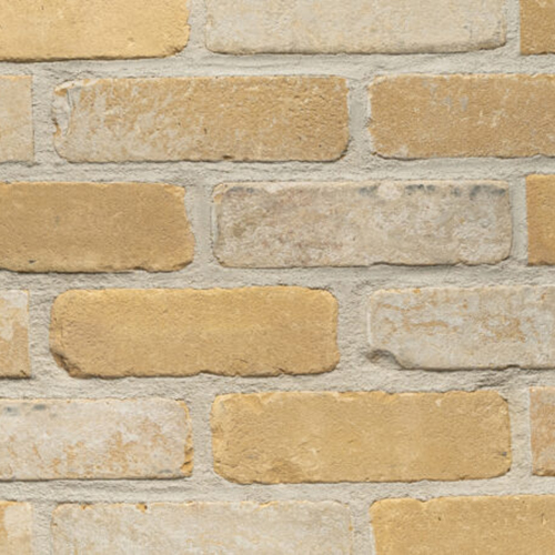 Close up of a wall of Barnwell Cream bricks