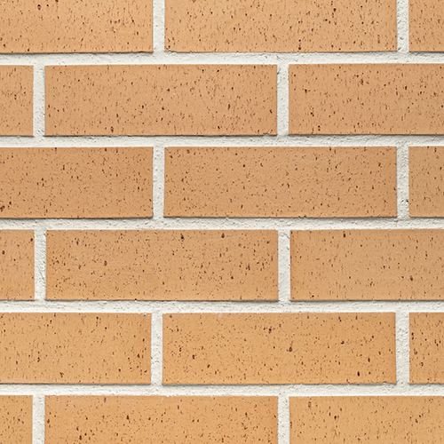 Close up of a wall of Seville Buff Dragfaced bricks
