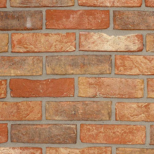 Close up of a wall of Athena Blend brick slips