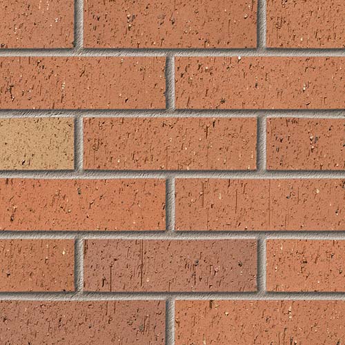 Close up of a wall of Himley Mixed Russet bricks