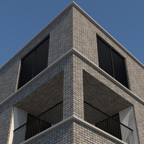 An exterior of a property built using Spartan Grey Multi bricks