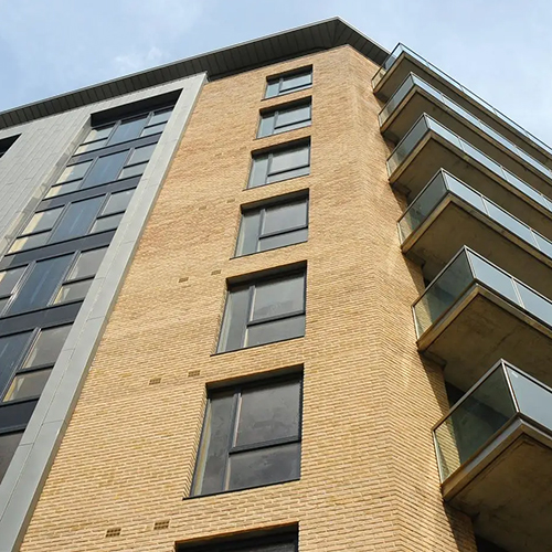 An office block built using Bradgate Multi Cream bricks