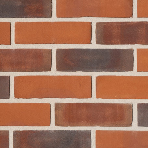 Close up of a wall of Manor Red Multi Stock bricks
