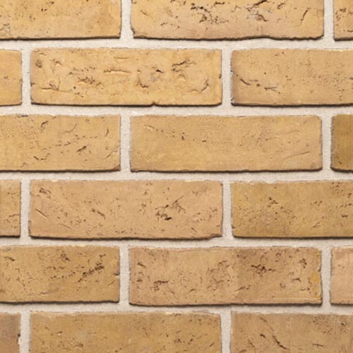 Close up of a wall of Mirato Waterstruck bricks