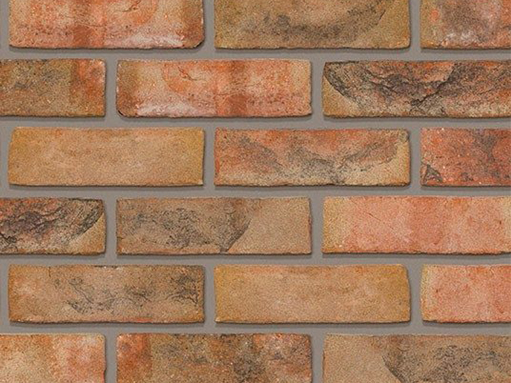 Close up of a wall of Olde Autumn Antique bricks