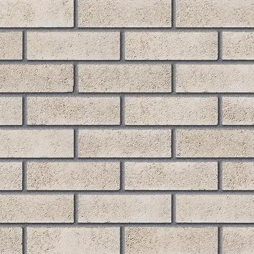 Close up of a wall of Quartz White bricks