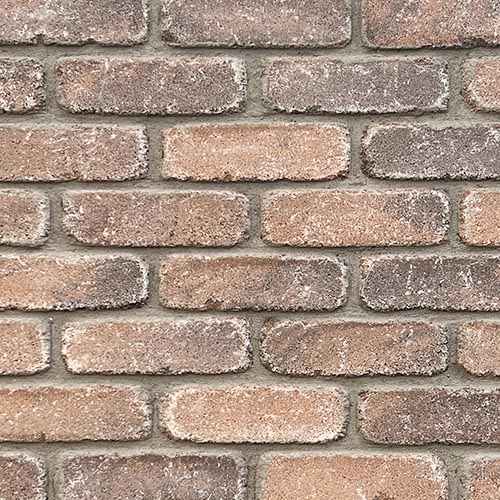 Close up of a wall of Harland Blend Antique bricks