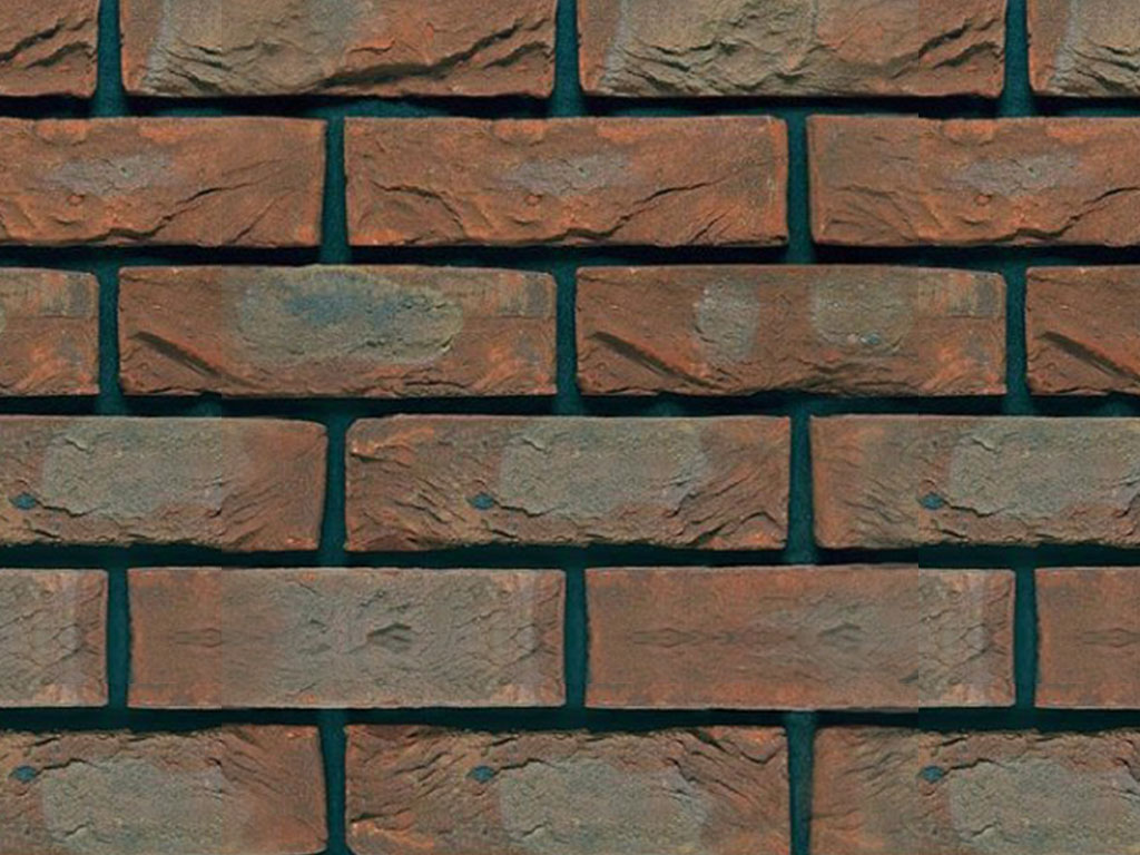 Close up of a wall of Bradgate Brindle bricks