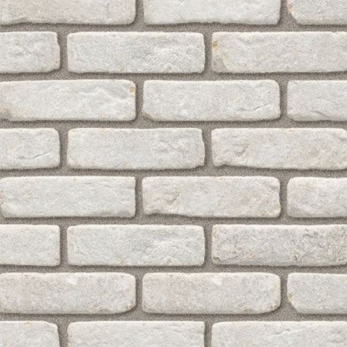 Close up of a wall of EcoBrick Helios White bricks