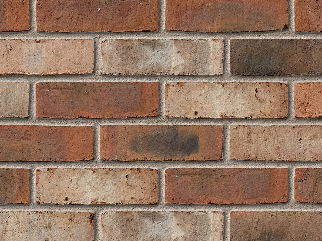 Close up of a wall of Beamish Blend bricks