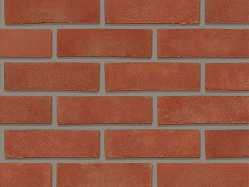 Close up of a wall of Waresley Red Stock bricks