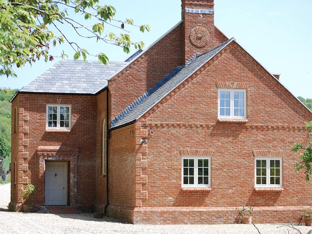 An exterior of a house built using Lindum bricks