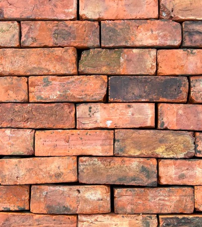 Less close up view of panel of brick