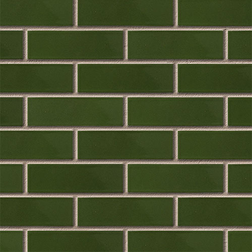 Close up of a wall of Copper Glazed bricks