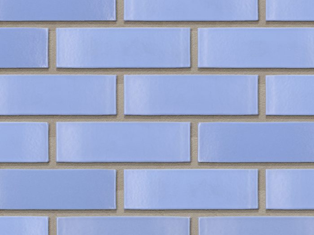 Close up of a wall of Paris Light Blue Glazed bricks