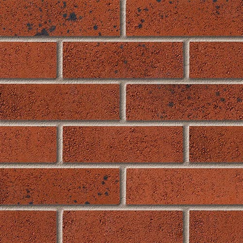 Close up of a wall of Peterstone Red bricks