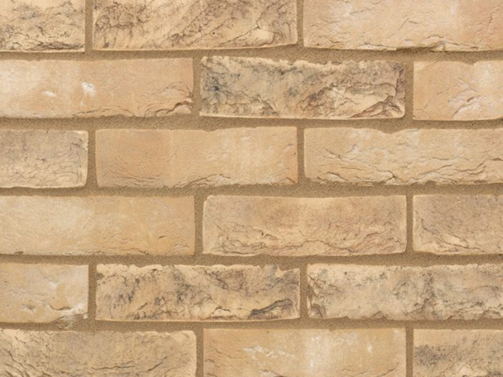 Close up of a wall of Weathered Gault Blend bricks