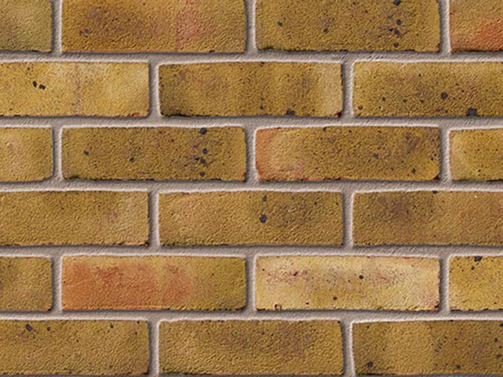 Close up of a wall of Arundel Yellow Multi Stock bricks