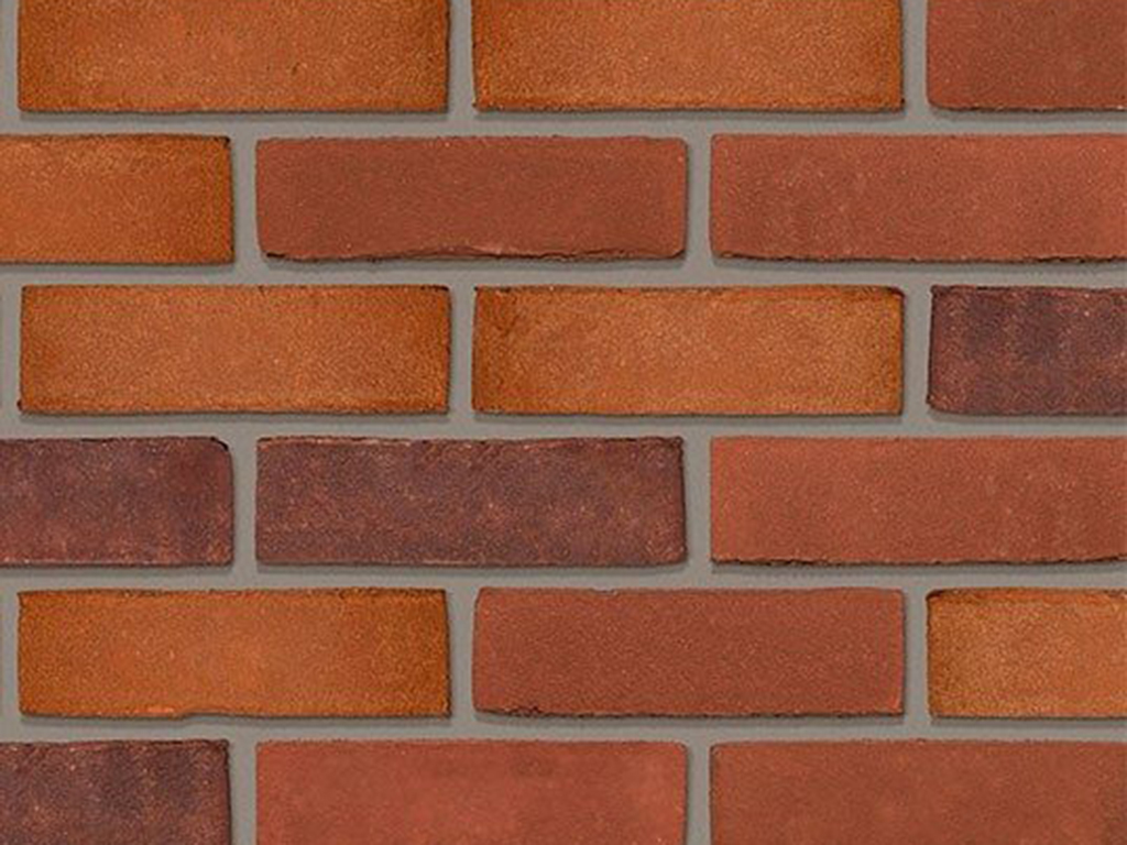 Close up of a wall of Olde County Blend bricks