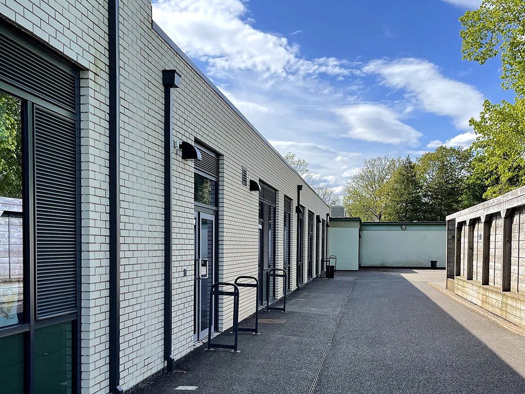 Commercial property built using polar white bricks