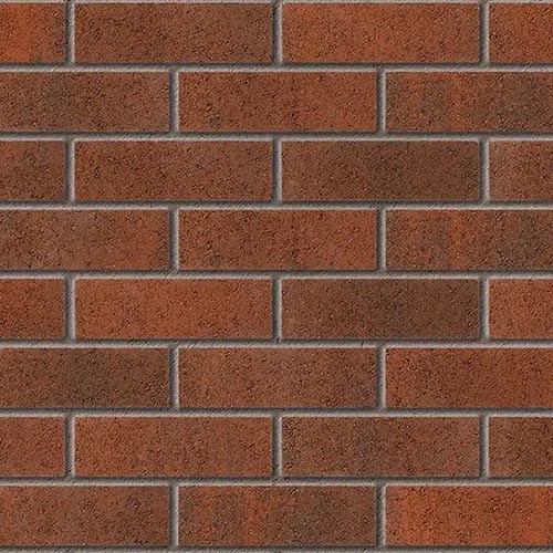 Close up of a wall of Portmore Claret bricks