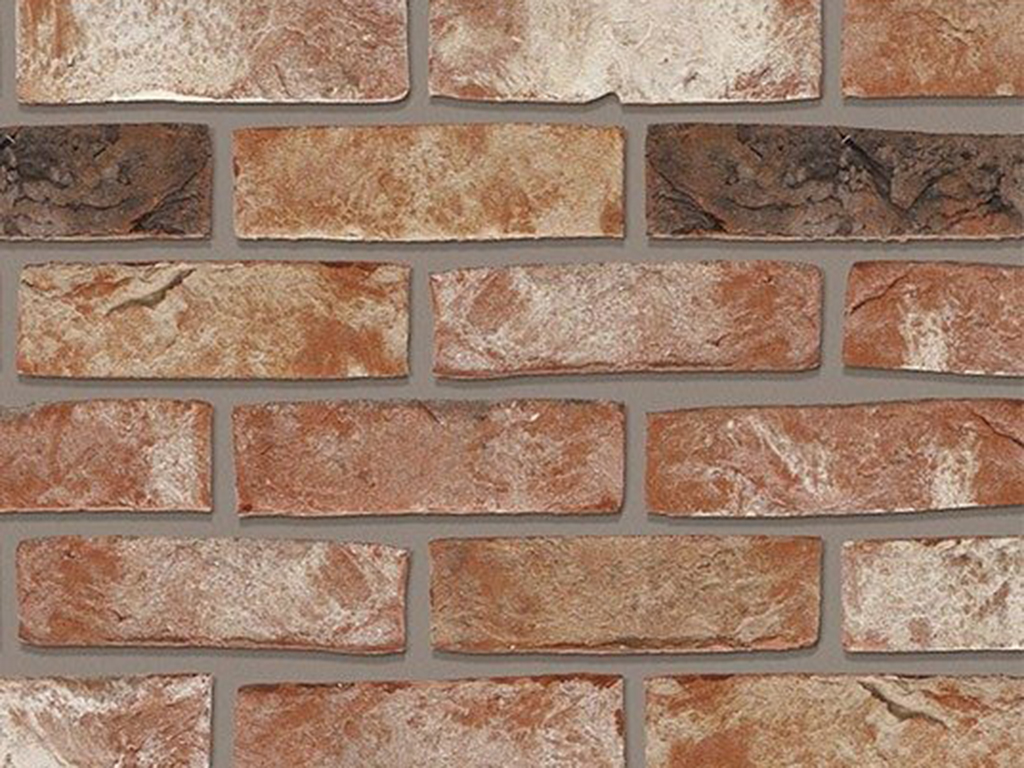 Close up of a wall of Pastorale Multi bricks
