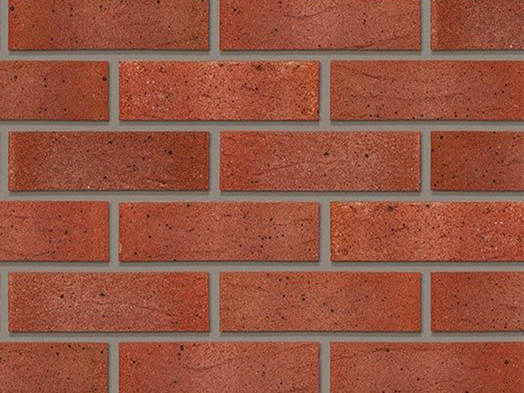 A wall of Tabasco Red Multi bricks