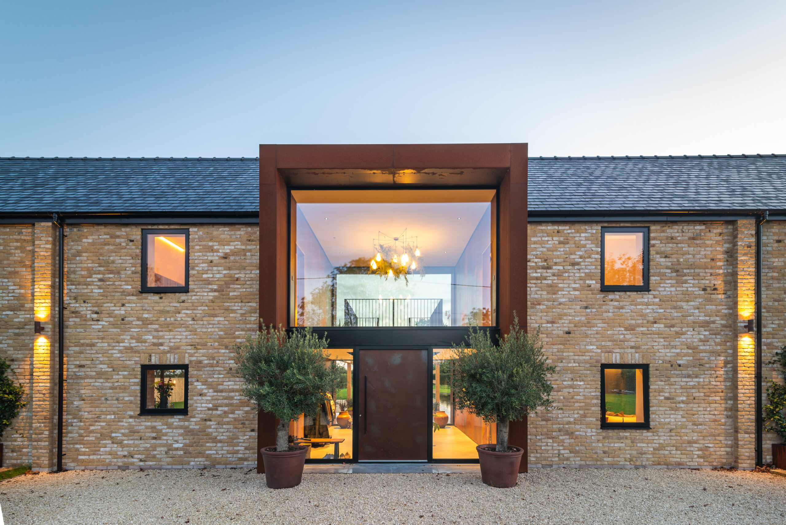 A modern Tumbled Reclamation Buff brick property