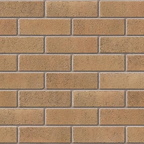 Close up of a wall of Rundle Buff bricks