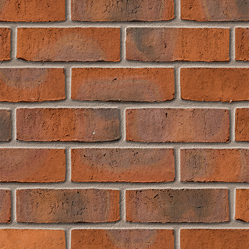 Close up of a wall of Commercial Red 73mm bricks