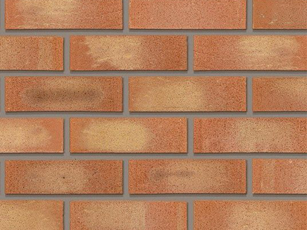 Close up of a wall of Maple Red Multi bricks