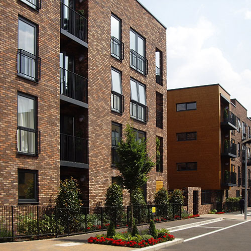 A commercial property built from Millhouse Blend bricks