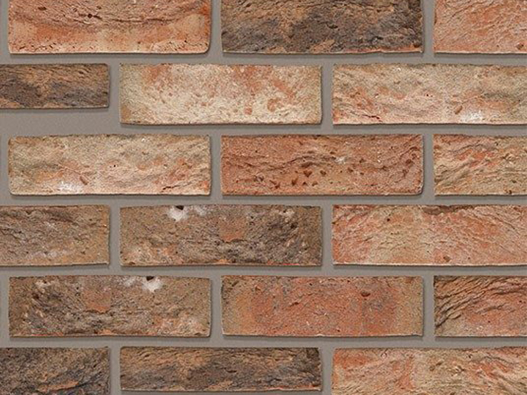 Close up of a wall of Hathaway Brindled bricks