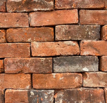 Close up of reclaimed farmhouse brick