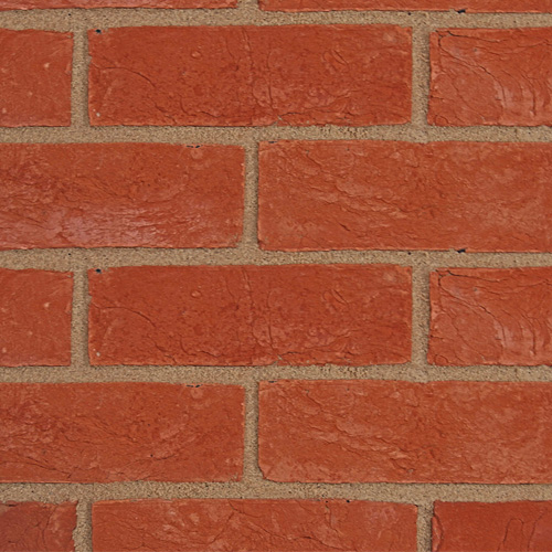Close up of a wall of Lyneham Red bricks