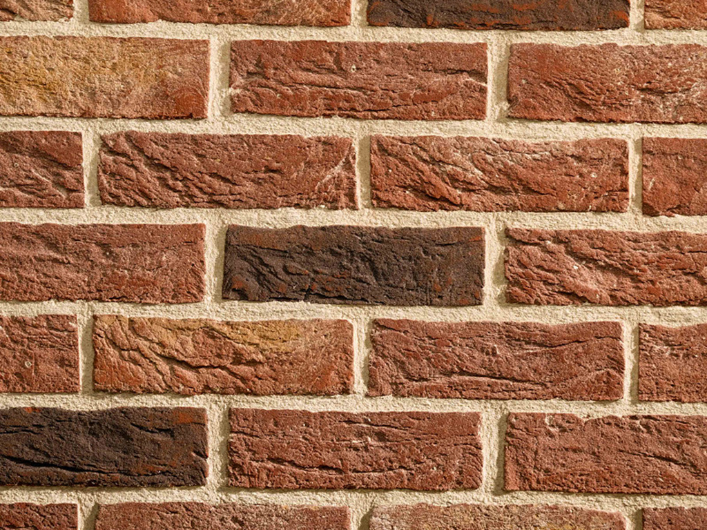 Close up of a wall of Audley Antique bricks