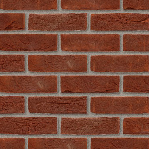 Close up of a wall of EcoBrick Haywood Red bricks