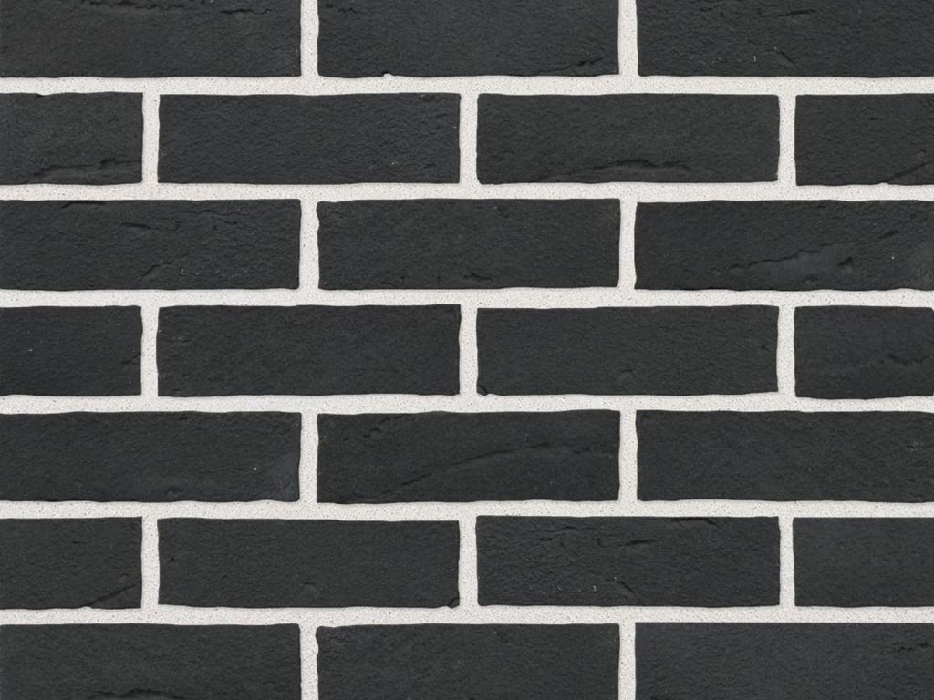 Close up of a wall of Nighthawk Black bricks